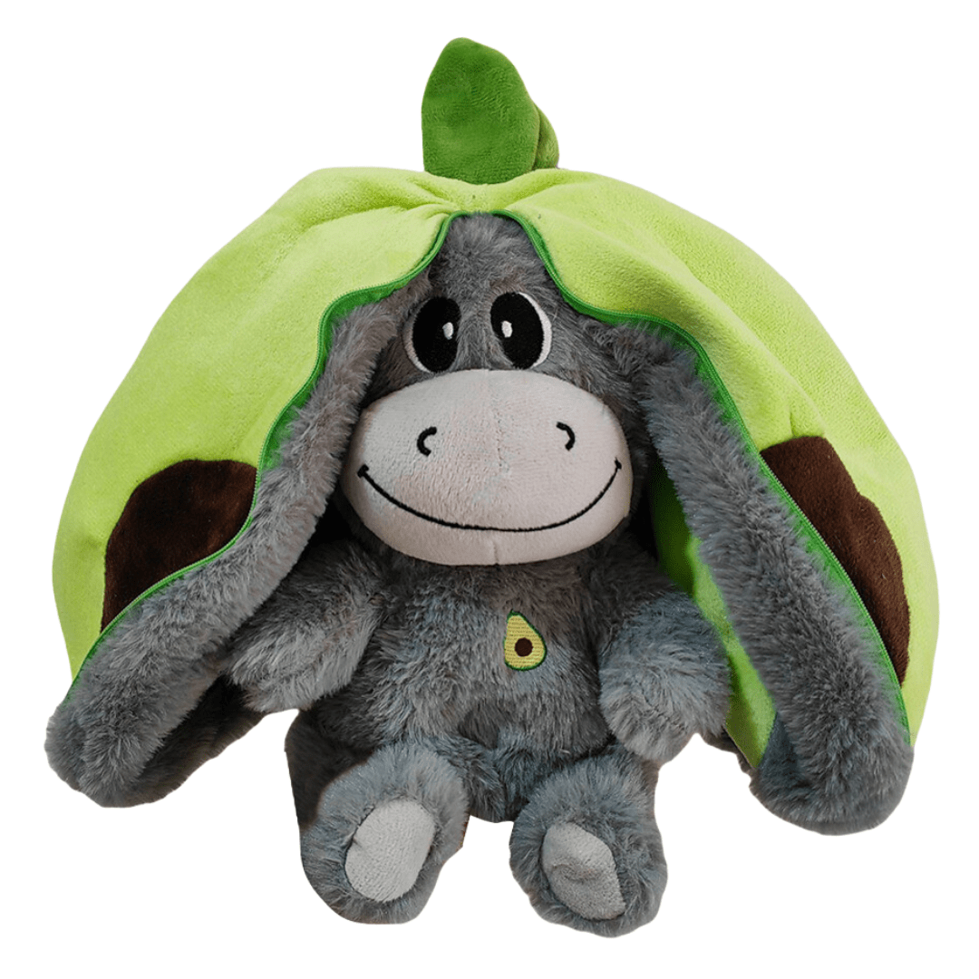 Joyfulbabygoods Plush Toy Avocado Donkey Breathing Plush – Fruit Themed Big Ears Sleep Toy with Motion