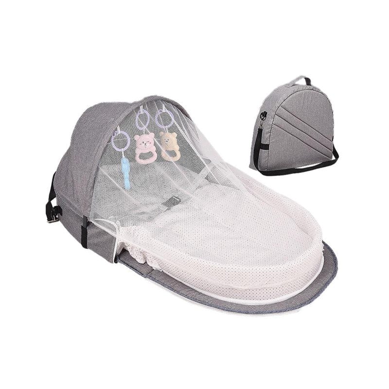 Joyfulbabygoods Portable Cradle Grey Foldable Baby Bed with Mosquito Net – Portable and Cozy