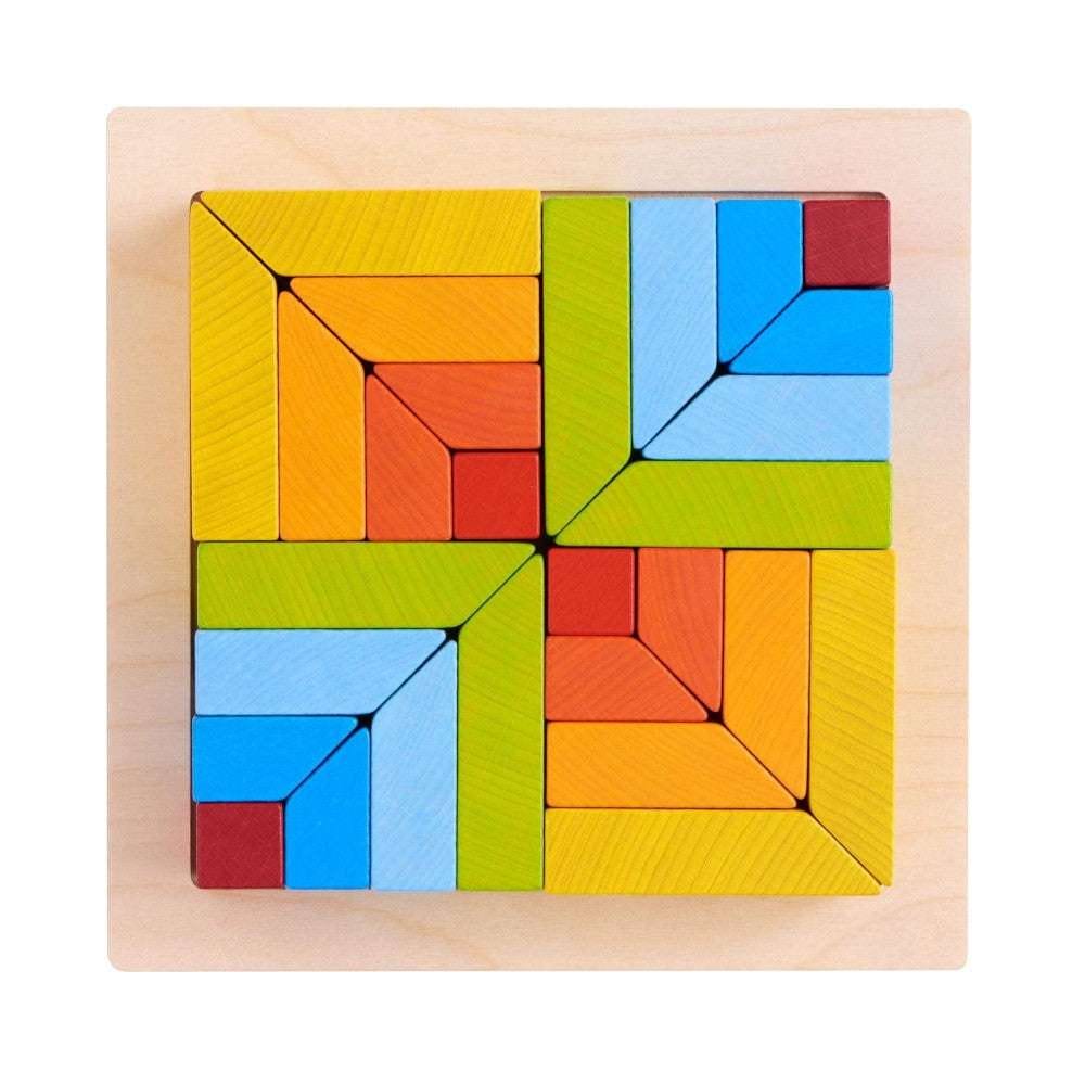 Joyfulbabygoods Puzzle Wooden 3D Stacking Blocks 28 Pieces STEM Toy for Kids 2+ Multicolor