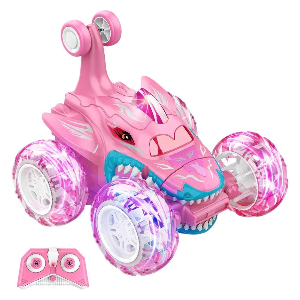 Joyfulbabygoods RC Car Pink Shark RC Stunt Car – 360° Spins, LED Wheels, 2.4GHz Remote