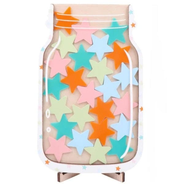 Joyfulbabygoods Reward Jar Star / 8.3 x 5.4 inches (25 rewards) Wooden Reward Jar with Acrylic Glass for Task Tracking and Motivation