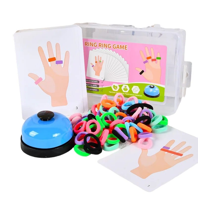 Joyfulbabygoods Rings Toy Colorful Elastic Ring Game with Storage Box and Cards
