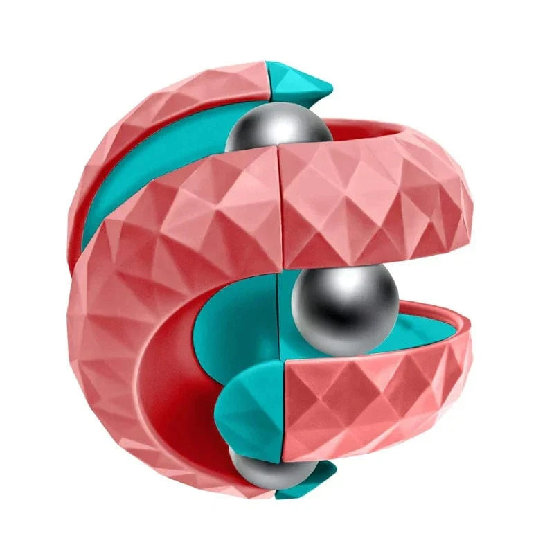 Joyfulbabygoods Rotating Cube Red and Blue Rotating Sphere Fidget Cube for Kids - Anxiety Relief & Focus