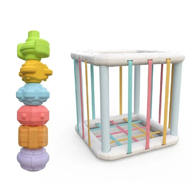 Joyfulbabygoods Shape Sorting Toy Montessori Baby Shape Sorter with Sensory Bin and Textured Blocks