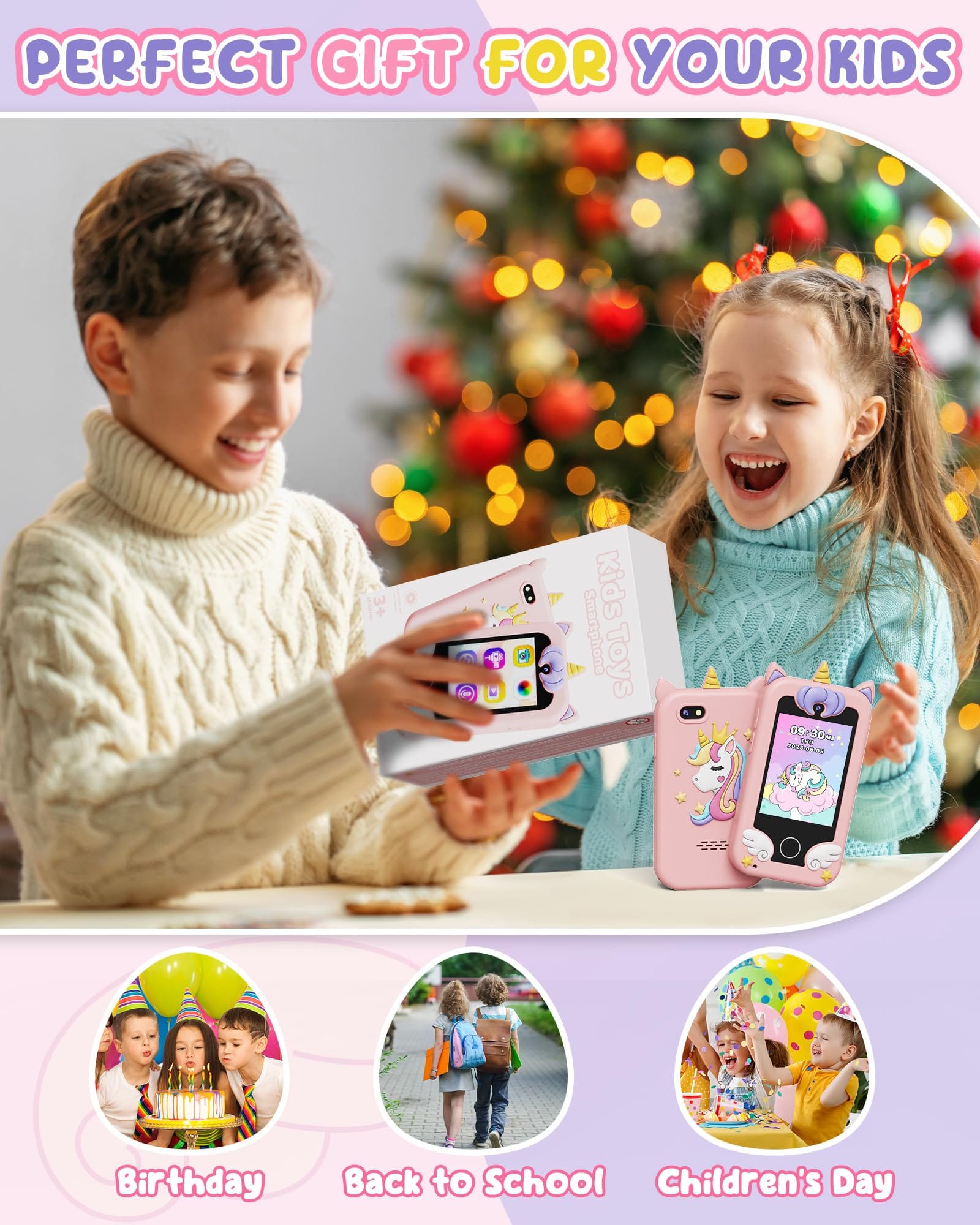 Joyfulbabygoods Smart Phone toy Kids Smart Phone Toy, Dual Camera & MP3 Player, Toddler Learning Games