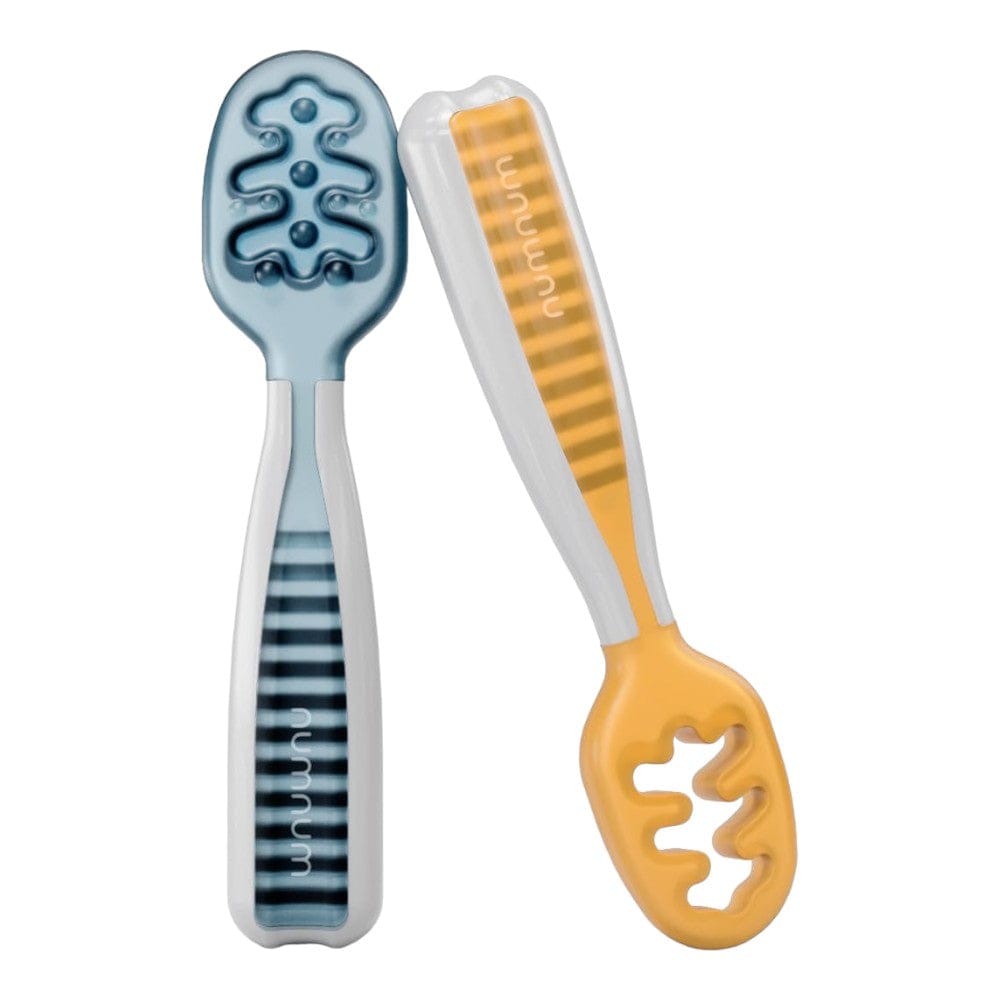 Joyfulbabygoods Spoon Blue / Orange Self-Feeding Baby Spoons, Silicone BLW Utensils, BPA-Free, 2 Pack
