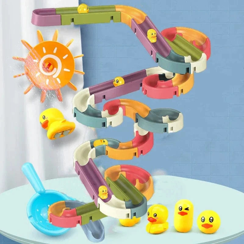 Joyfulbabygoods Toddler Bath Toy Toddler Bath Toy Duck Waterslide Set 34 Pieces & Customizable