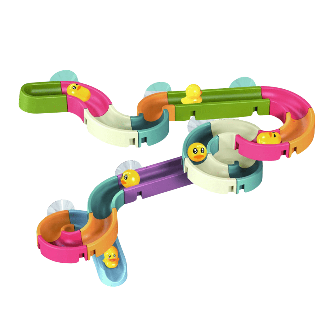 Joyfulbabygoods Toddler Bath Toy Toddler Bath Toy Duck Waterslide Set 34 Pieces & Customizable