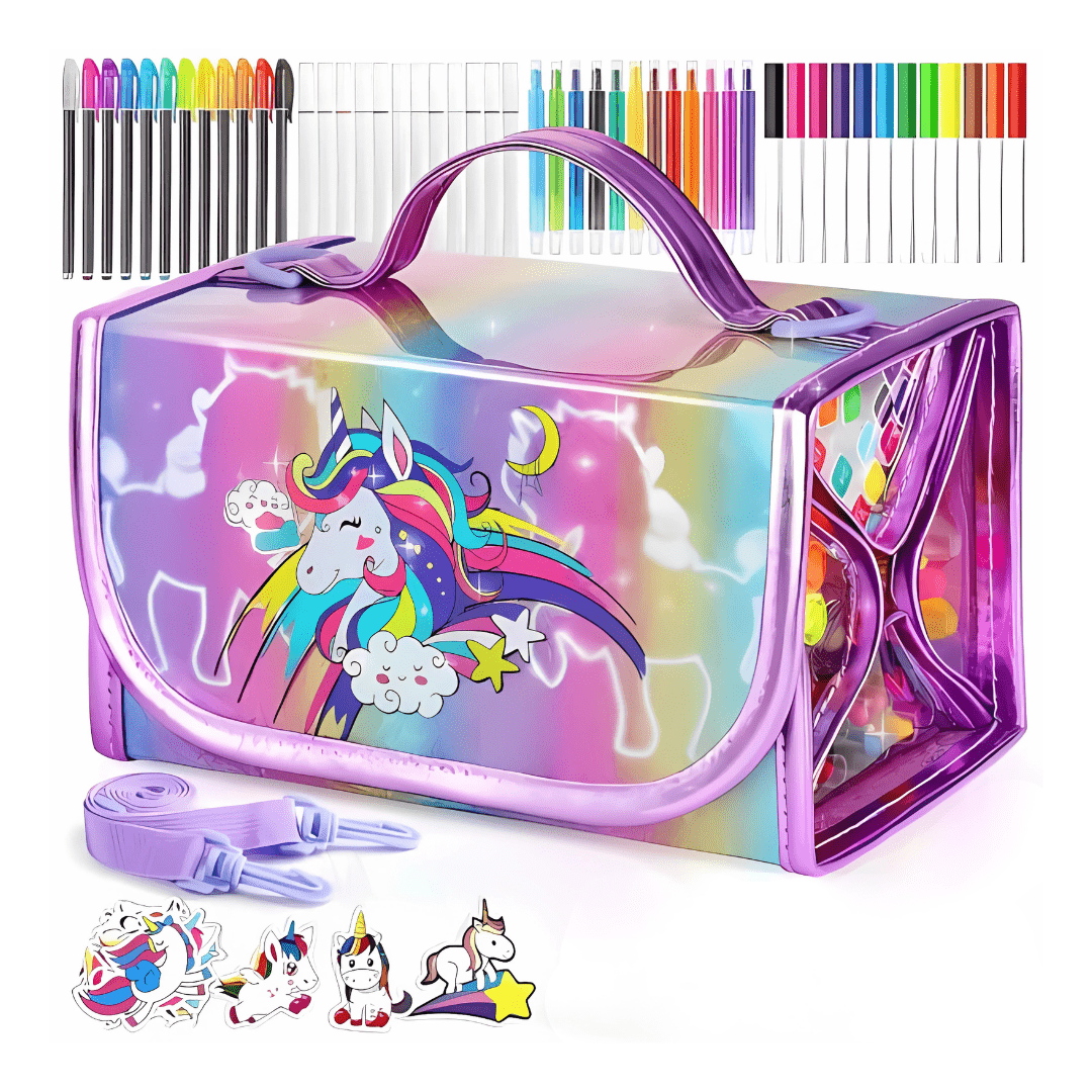 Joyfulbabygoods Unicorn Art Kit Unicorn Art Kit with Scented Pens, Pencil Case & 48 Drawing Tools