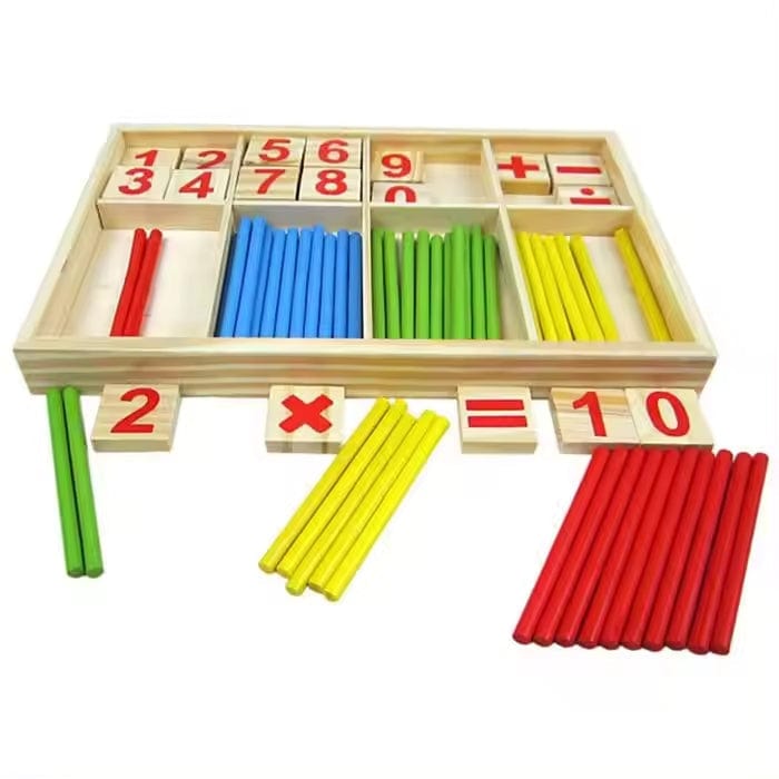 Joyfulbabygoods Wooden Math Counting Game Wooden Math Counting Sticks Educational Arithmetic Learning Blocks