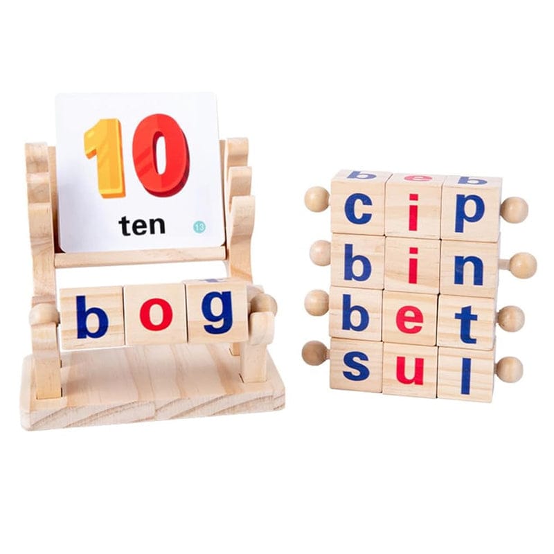 Joyfulbabygoods Word Game Interactive Wooden Word Game Set, 40 Spelling Cards for Early Practice